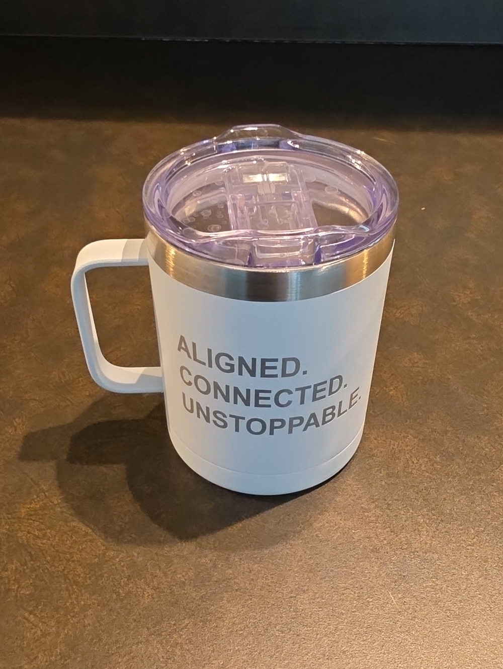 Aligned Connected Unstoppable White Insulated Travel Mug